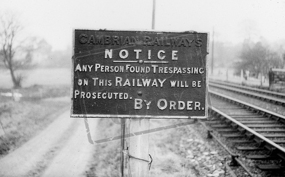 Cambrian Railway Trespass sign 1965-01-30 Pant