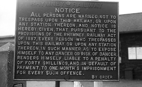 Rhymney Railway Trespass sign 1955-06-25